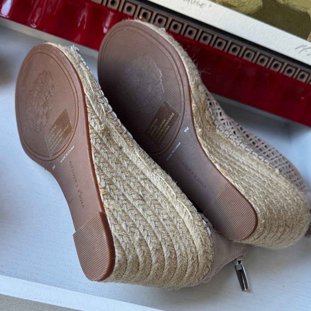 Vince Camuto Beige Cutout Wedge Sandals - Picture 5 of 6